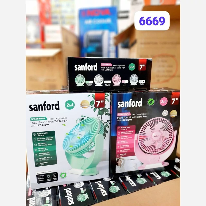 پنکه شارژی رومیزی چندکاره سانفورد مدل SF 6669 MF